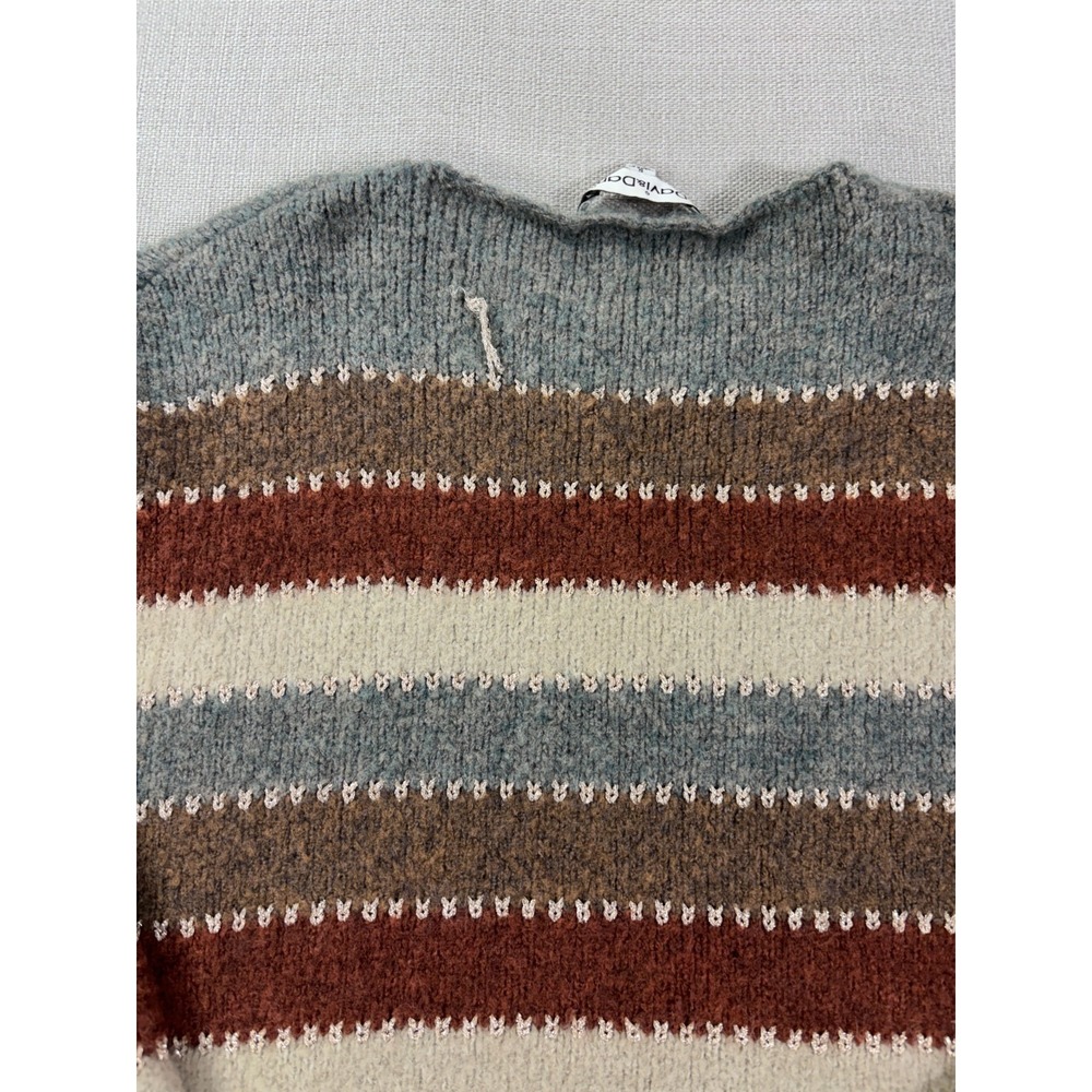 Davi & Dani Women's Knit Sweater Gray Brown Cream Striped Size Small - Picture 12 of 16